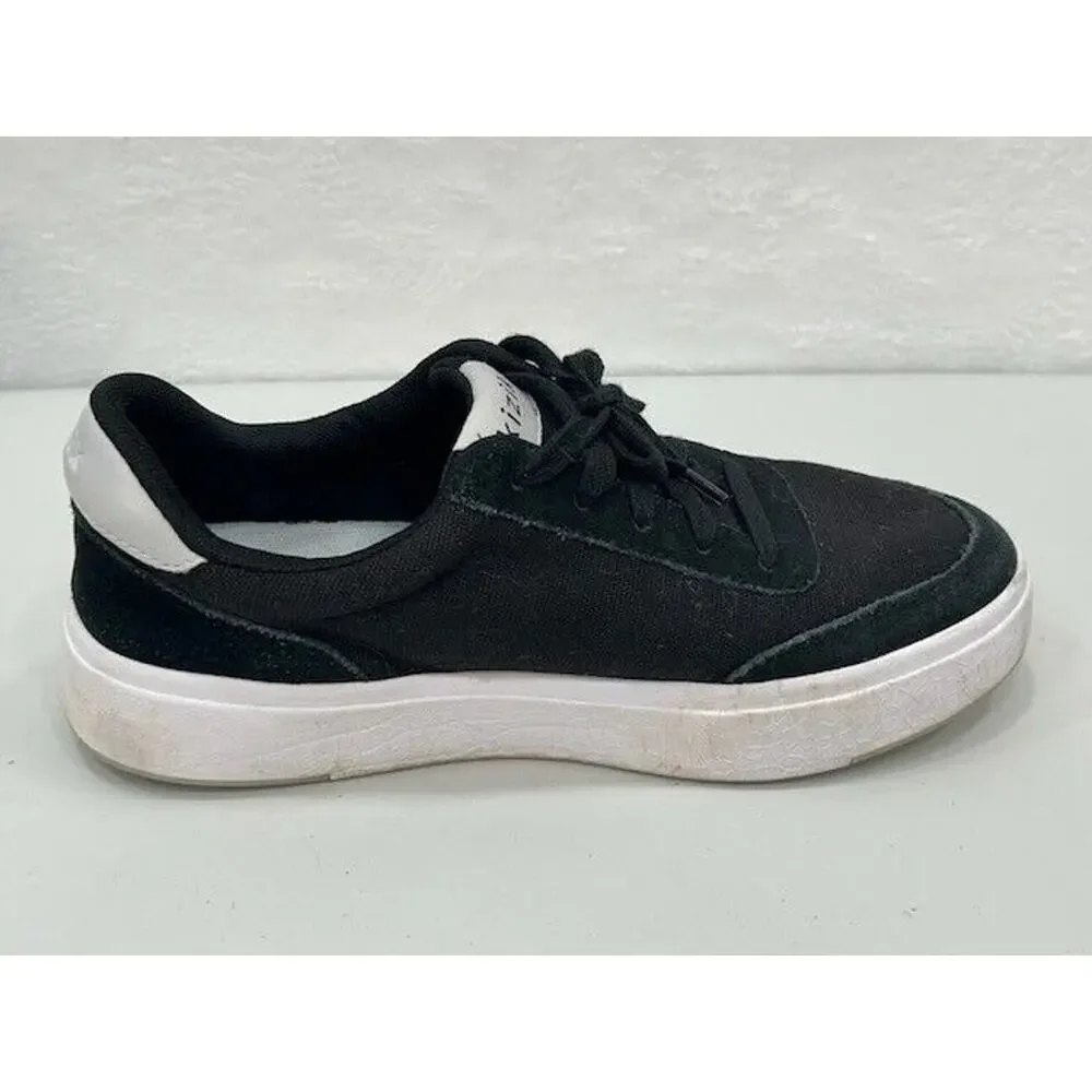Kizik Sneaker Shoes Low Top Lace Up Canvas Suede Leather Black Mens 6.5 Womens 8